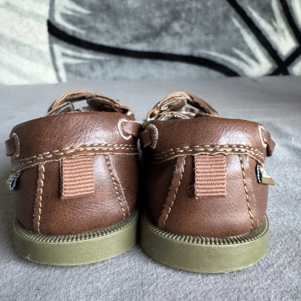 Size 5c - Carter's Toddler Boy's‎ Faux Leather Brown Loafer Boat Shoes